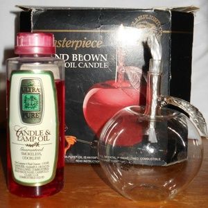 Vintage Very Rare Apple Hand-Blown Glass Lamp Oil Candle